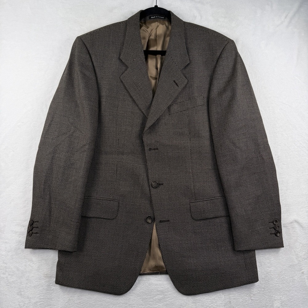 Vtg YSL Yves Saint Laurent Tweed Coat Mens 40R Basket Weave 100% Wool Union Made